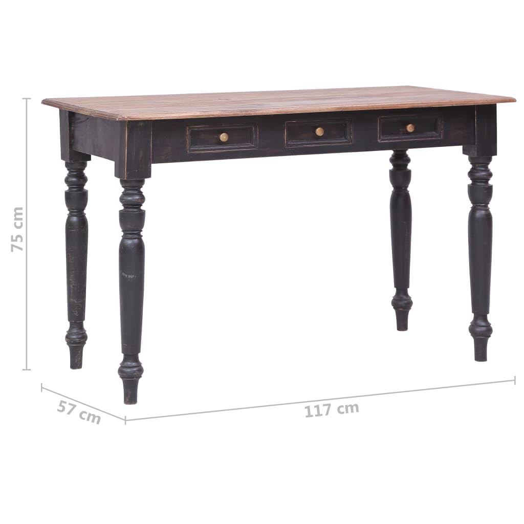 Biurko, biurko komputerowe, lite drewno, mahoń, 117 x 57 x 75 cm, z 3 szufladami, miejsce pracy, do domu, gabinetu, meble, sekretarzyk
