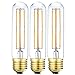LEOOLS T10 Led Bulb, 6W Dimmable Led Tubular Bulbs, 60 Watt Incandescent Bulb Equivalent, 2700K Soft Warm White, Clear Glass, E26 Base Lamp Bulb, for Cabinet Display Cabinet etc,3 Pack.
