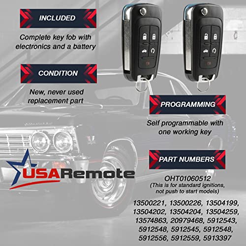2 Key Fob fits 2010-2017 Buick Allure Encore Lacrosse Regal Verano/Chevy Camaro Cruze Equinox Impala Malibu Sonic/GMC Terrain Keyless Entry Remote Flip 2010 2011 2012 2013 2014 2015 2016 2017 - Image 4
