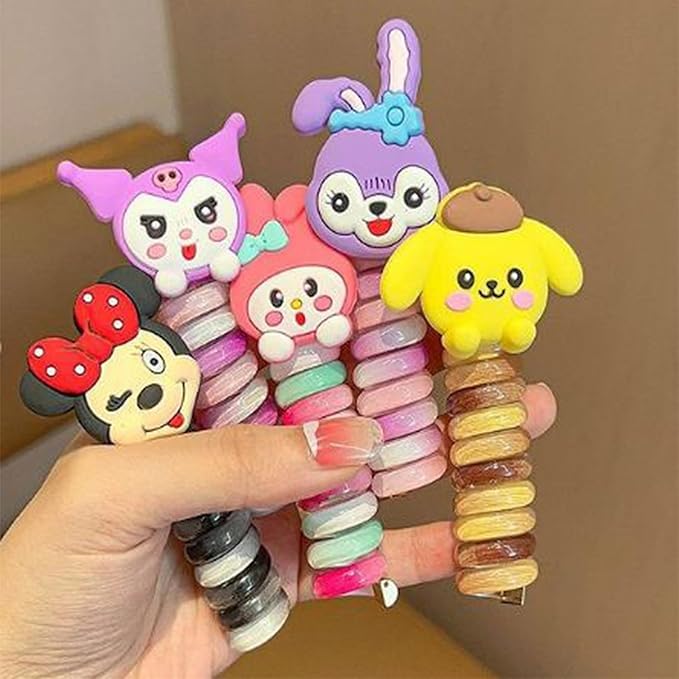 Image of MART 2pcs Wire Hair Bands for Girls Kids Braided Spiral Hair Ties Cute Cartoon Ponytail Maker Elastic Braids Hair Accessories for Girls.
