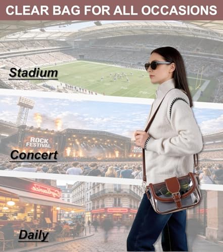 Image of Clear Bag for Stadium Events, Stadium Approved Clear Crossbody Bag for women,Waterproof Saddle bag for Concert
