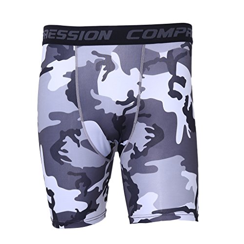 LLLucky Men's Sports Base Layer Short Pants Gym Wicking Compression Shorts Cycling Elasticy Tights Drawers Camouflage Blue 3X-Large