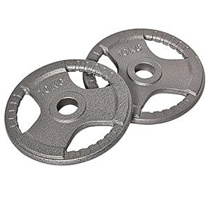 HOMCOM Set of 2 Cast Iron Weight Plates for 2″/5cm Hole Dumbbell Handle Bar, Barbell Weight 2 x 10kg