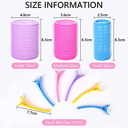 Foto von URAQT Lockenwickler Große Locken Set, 48 Stück Selbsthaftende Haftwickler in 3 Größen, Lockenwickler ohne Hitze für Lange und Kurze Haare Hair Rollers mit Haarspangen (48 mm, 36 mm, 25mm)