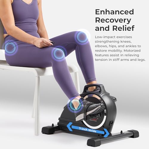 Image of Sunny Health & Fitness Smart Motorized 2-in-1 Pedal Exerciser, Indoor Compact Under-Desk Mini Bike for Low-Impact Cardio Workout and Physical Therapy, Free SunnyFit Training App Connection