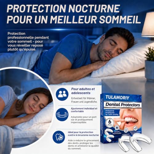 6 Pièces Protège-Dents Nuit Réutilisables,Gouttière Dentaire Moulable pour Bruxisme,Protecteurs Buccaux Anti-Grincement pour Homme et Femme,Améliore La Qualité Du Sommeil, Facile à Transporter – vue 7