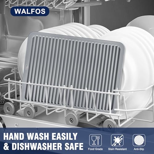 Image of Walfos Large Silicone Trivet 16x12 Inch, Hot Pads for Kitchen, Heat Resistant Pot Holders Trivets for Hot Dishes, Hot Pots and Pans, Quartz Countertops, Gray, 2 Pack