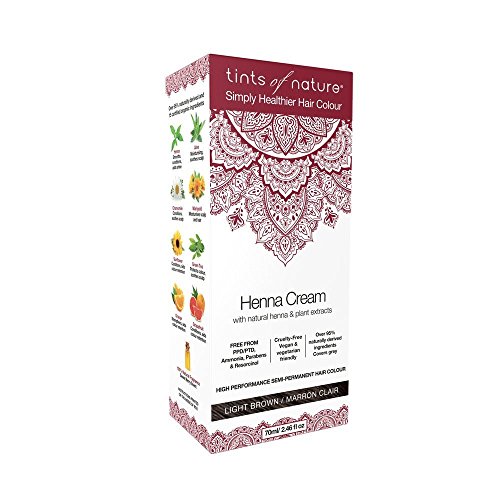Tints of Nature Light Brown Semi-Permanent Henna Cream Hair Colour, Ammonia-Free and 95% Natural, 70ml