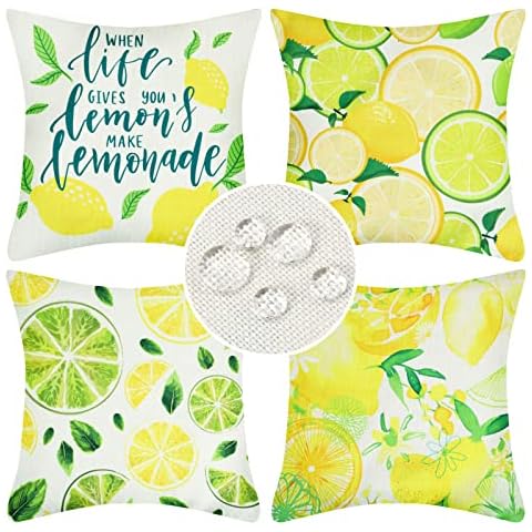 Velvhom Impermeables Fundas de Almohada de Verano de Lino Juego de 4 Cover