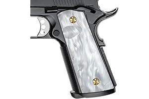 Cool Hand 1911 Magwell Grips | Full-Size Commander | High Polished Synthetic Black/White Pearl Finish