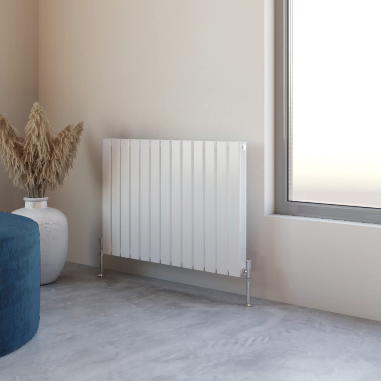 Huibathroom White Flat Panel Radiator 600X884mm Horizontal Design Double Tall Upright Central Heating Rad