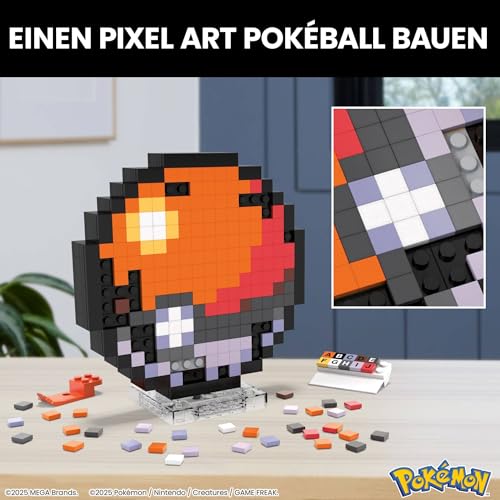 MEGA Pokémon Actionfigur Bauspielzeug, Pokéball mit 381 Teilen, ca. 15 cm groß, für Sammler, JGG71