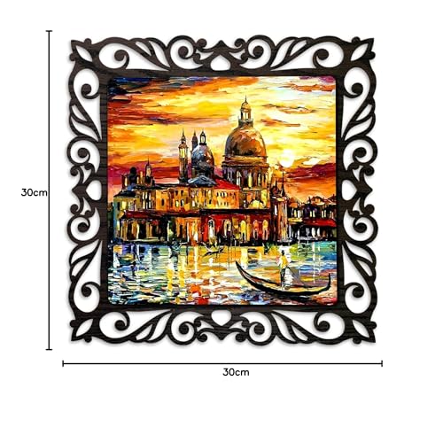 Image of Casa Rica Photo Frame Painting Wall Hanging home decoration for Wall, Living /Bed Room, Lobby(12inch x12inch) Laser Cut(Multicolor) (Secnery Painting)