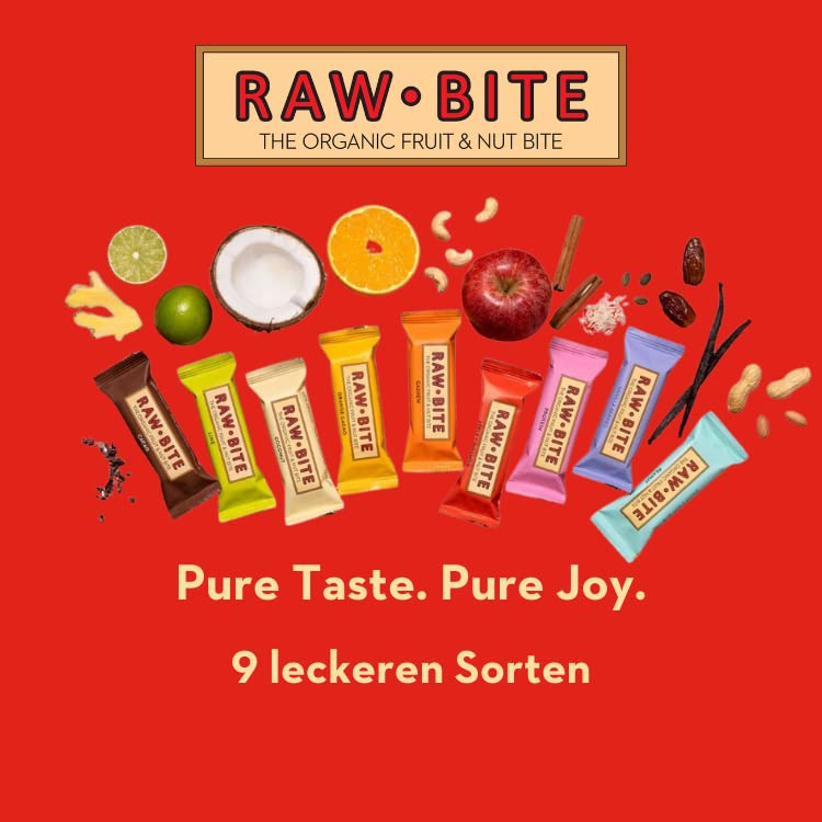 RAWBITE APPLE CINNAMON in der 12er Box- Vegan, glutenfrei & ohne Zuckerzusatz (enthält von Natur aus Zucker) - Bio Frucht-Nuss-Riegel mit Apfel & Zimt (12 x 50 g)