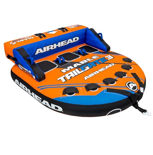 Image of Airhead Mable Towable Tube for Boating, 1-4 Rider Inflatable Boat Tube for Water Tubing, Heavy Duty Full Nylon Cover, EVA Foam Pads, Dual Tow Point, Patented Speed Safety Valve