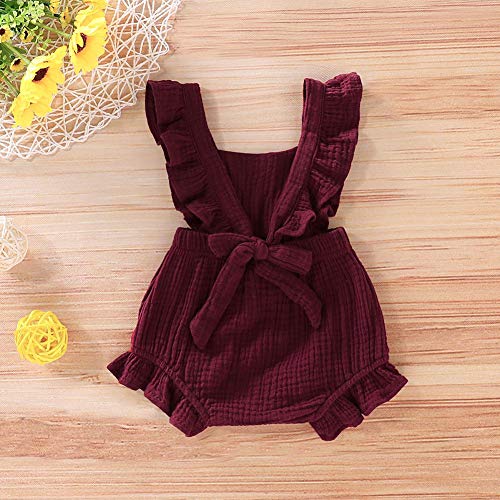 BAOBAOLAI Macaquinho de bebê para meninas recém-nascidas de algodão com manga franzida, macaquinho