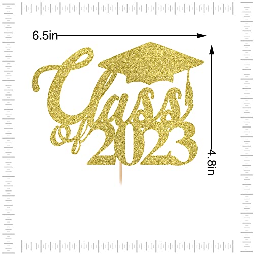 Crseniny Class Of 2023 Graduation Cake Topper，2023 Graduation Party Decor Supplies, Congrats Grad Cake Decoration Sign,Congratulations Class Of 2023 Party Cake Decorating Supplies (Gold Glitter) #TOP1