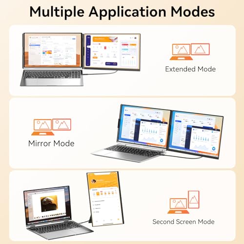 Monitor Portatile Aggiornato Da 15,6”, Estensore Del Doppio Monitor Del Laptop Portatile Fhd 1080p Ips, Estensore Dello Schermo Da Viaggio Staccabile Adatto A Computer Portatili Da 13-17,3” - Monitor - Immagine 3