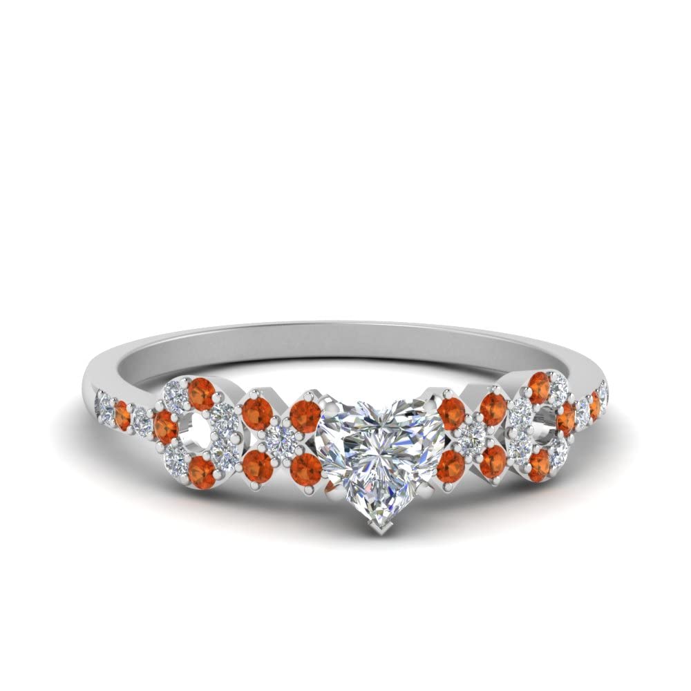 Choose Your Gemstone Beautiful XO Design Diamond CZ Ring 925 Sterling Silver Heart Shape Side Stone Engagement Rings Lightweight Office Wear Everyday Gift Jewelry US Size 4 to 12