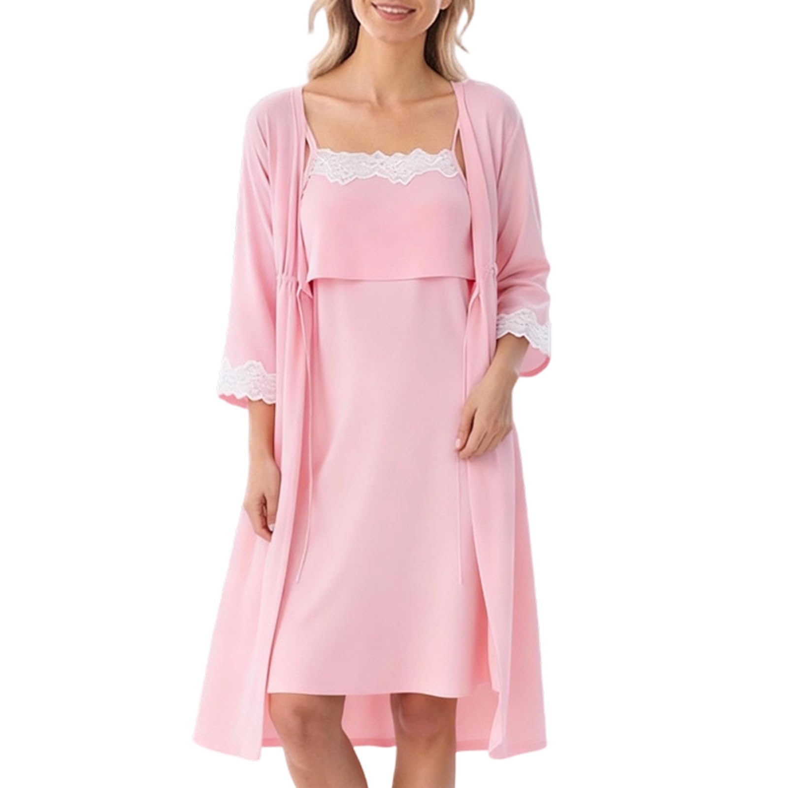 Camisón con aberturas laterales, tela suave para embarazo y posparto, cómoda bata de maternidad