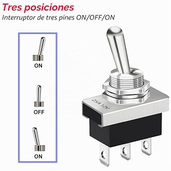 Gebildet Metal On/Off/On Toggle Switch 25A 12VDC/15A 24VDC/10A 250VAC/ 15A 125VAC SPDT 3Pin 3Position Rocker Switch with Waterproof Cover for Car KN3D-103