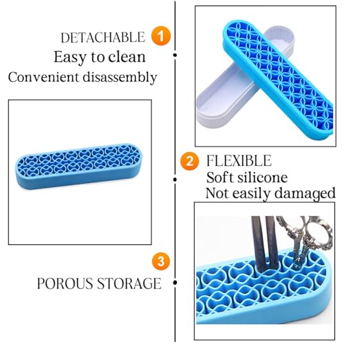 Image of TANG SONG 2 PCS Silicone Make up Brush Holder Cosmetic Storage Box Desktop Organizers (Blue)