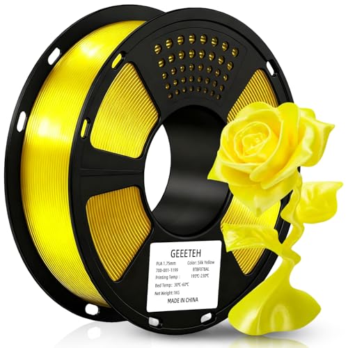 Image of GEEETECH Silk PLA Filament 1.75mm Yellow | Shiny 3D Filament, 1kg (2.2lbs) 1 Spool, Dimensional Accuracy + /- 0.02 mm, 3D Printer