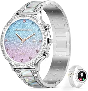 ZKCREATION Smartwatch Damen Metallarmband - Smart Watch Damenuhr mit Anruffunktion Smartwatch Damen mit Whatsapp Funktion Fitnessuhr mit Schlaf und Pulsmesser 20 Sportmodi für Android iOS