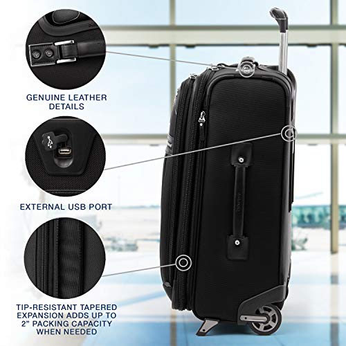 Travelpro Platinum Elite-Softside Expandable Upright Luggage, Shadow Black, Carry-On 22-Inch