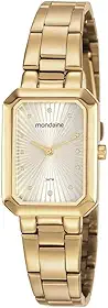 Relógio MONDAINE retangular dourado feminino 53766LPMVDE3