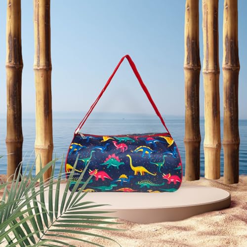 ANNACREATIONS Fancy Cute Dinosaur Duffel Bag Travel Gym Sports Gymnastics Dance Classes for Girls Pack of 1 Pc (Blue) - Image 2