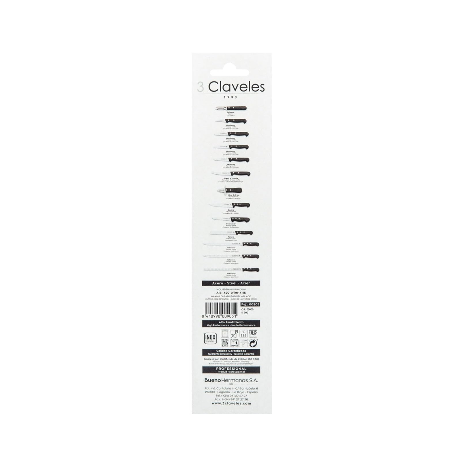3 Claveles 905 - Cuchillo mondador de 8 cm, 3 pulgadas