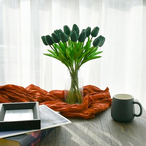Image of Mandy's 20pcs Artificial Dark Green Tulips