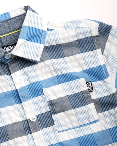 Image of DKNY Boys' Shorts Set - 2 Piece Short Sleeve Collared Button Down Shirt and Stretch Denim Shorts for Boys (Sizes: 8-12)