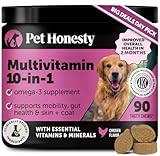 Multivitamin Dog Supplement, Glucosamine Chondroitin for Dogs, Probiotics, Omega Fish Oil, Dog Supplements & Vitamins, Vitamins for Skin and Coat Allergies (Chicken 90 ct)
