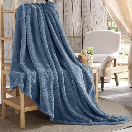 LONGCAO Manta Suave de Sofá 70 x 150 cm Franela, Suave Manta Polar Franela Ligeras Mantas para Cama de Reversible y Esponjosa para Sofá, Cama, Sillón, Azul