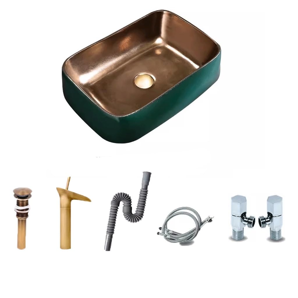 ASerZenith Bathroom Sink Vessel Nordic Washbasin Countertop Ceramic Bathroom Washbasin Single Basin Marble Countertop Vessel Sink(One Color-B)