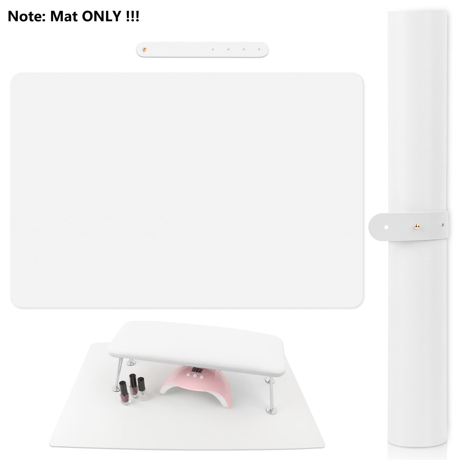 (Sólo MAT) Tapete de mesa blanco para arte de uñas, almohadilla plegable para reposamanos de uñas, cojín de reposamanos de uñas, tapete de cuero de microfibra suave, almohadilla de manicura, 8