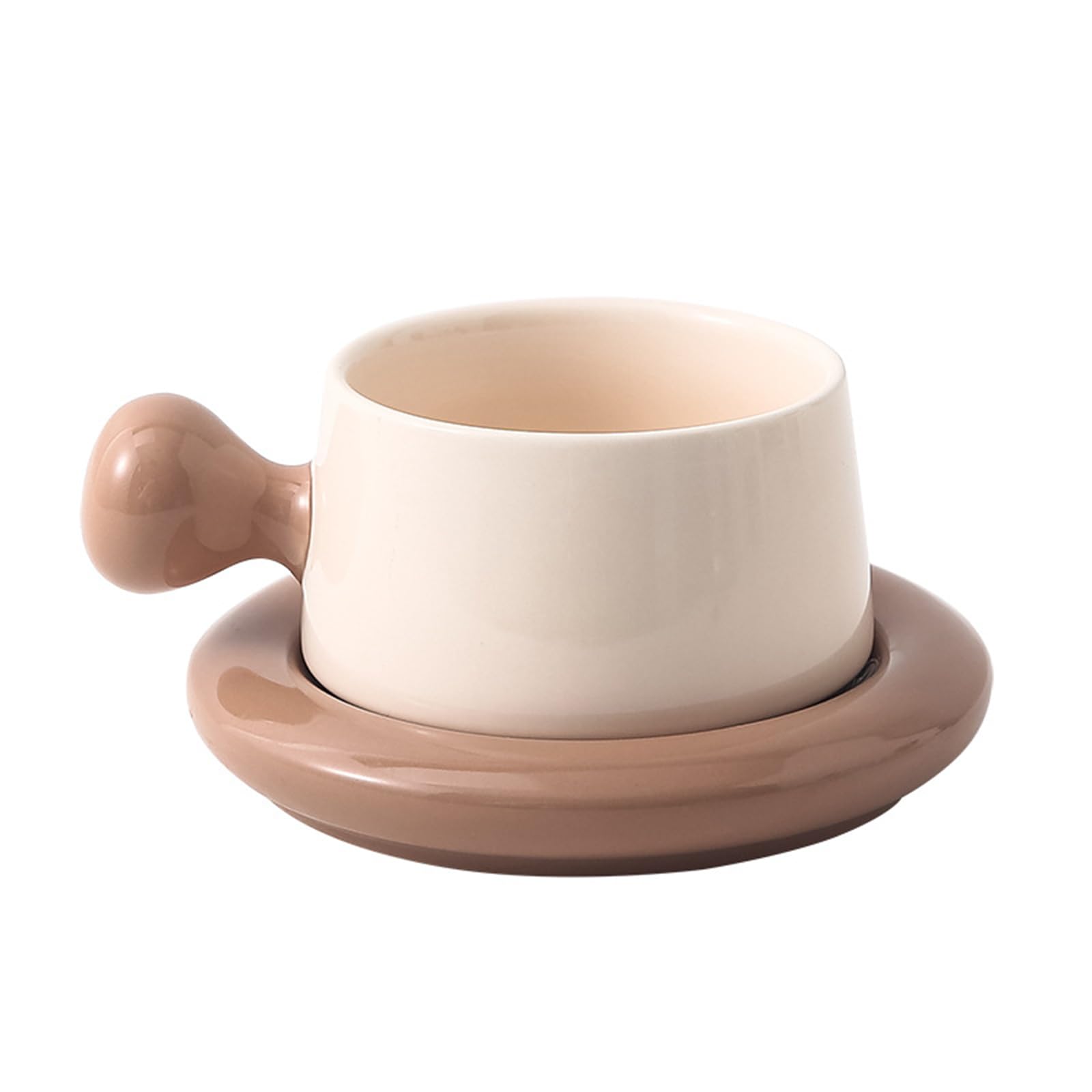 soulnioi Ceramic Coffee Mug 260ml Cute Cup with Coaster,Tea Latte Cup with Handle for Office and Home Gifts for Women Girls (Coffee)
