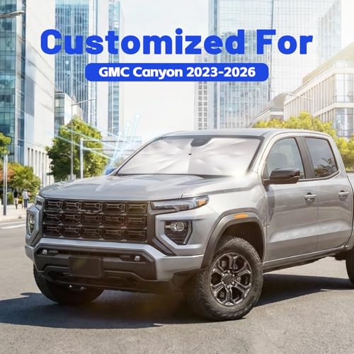 Image of Car Windshield Sun Shade for GMC Canyon 2023-2026 -[Reflective Coated Fabric] Sunshade Umbrella for Front Window, Car Shades Sun Visor Keep Car Cool and Protects Interior, 1:1 Exact Fit