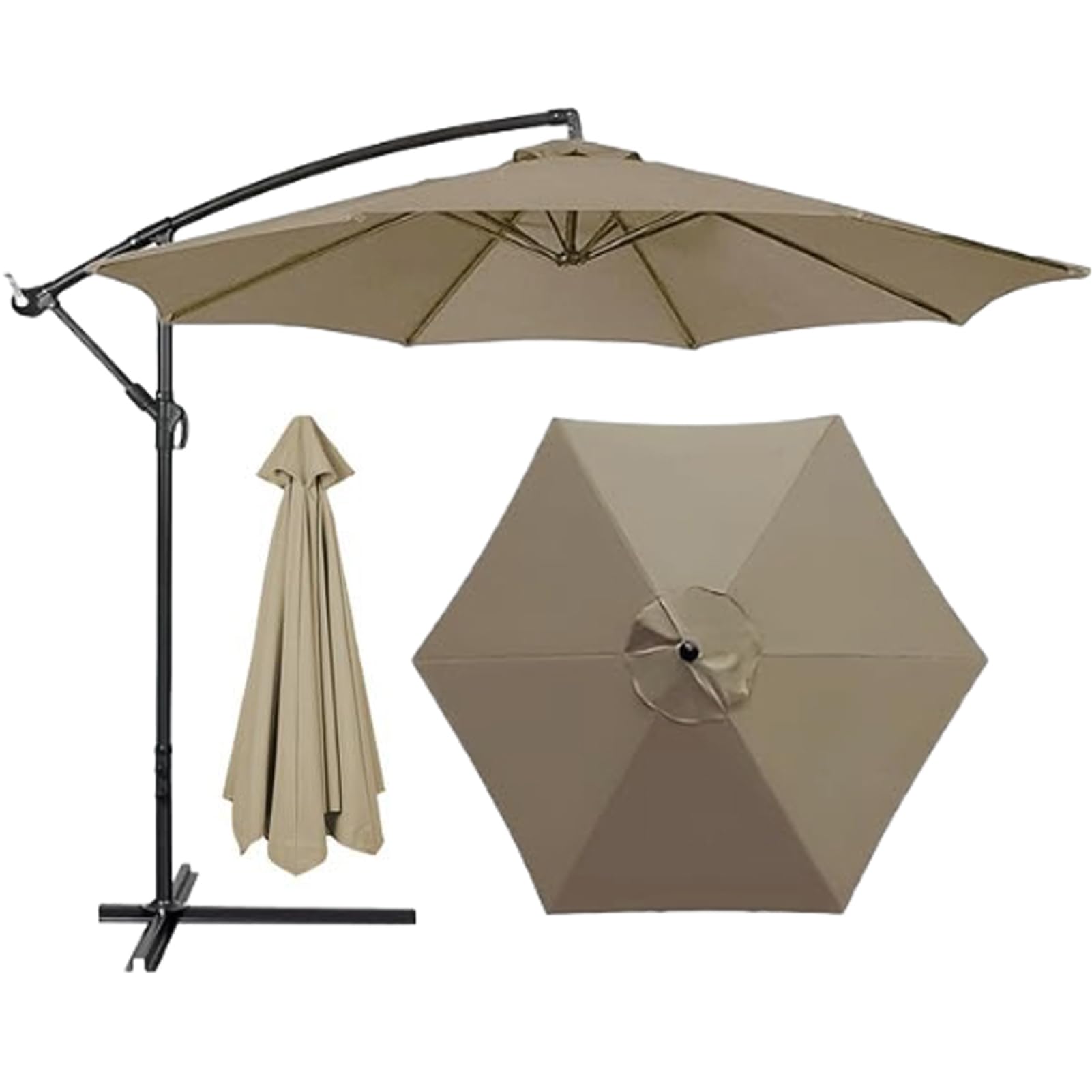 Replacement Canopy for 2m/2.7m Patio Umbrella, UV 50+ Polyester, 6/8 Ribs, Garden e Cover, Outdoor Sun Protect, Taupe Color