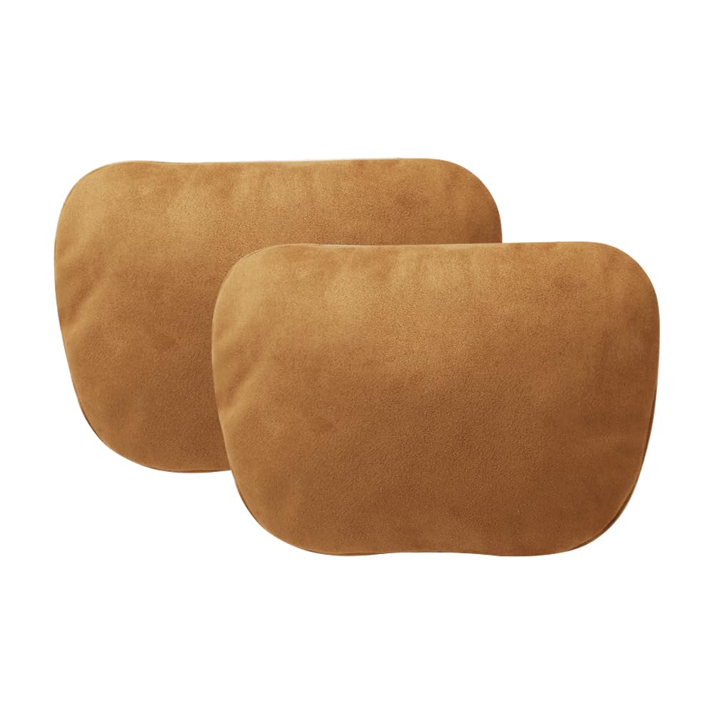 2 PCS Car Headrest Pillow, Car Headrest Neck Support Seat Pillow, Car Neck Pillow With Adjustable Strap, Cars Universal Neck Pillow (Light Brown)