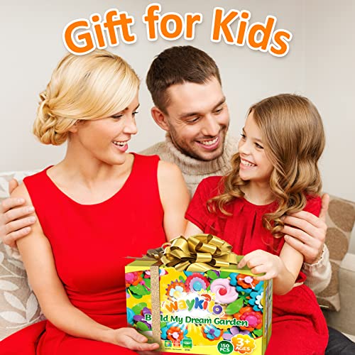 Waykito Flower Garden Building Toys For Girls Age 3, 4, 5, 6, 7 Year Old, 150 Pcs With Storage Box, Stem Toy Gardening Pretend Gifts Toys For Kids Age 3-6,Stacking Game For Toddlers Play Set #TOP6