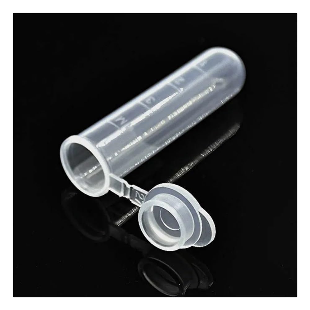Instrumentos y Equipos de Laboratorio Tubo de centrífuga de microtubos de 5 ml, tubo de centrífuga de laboratorio, fondo redondo, tapa a presión, transparente, diámetro 13 mm, altura 53 mm, 300 tubos