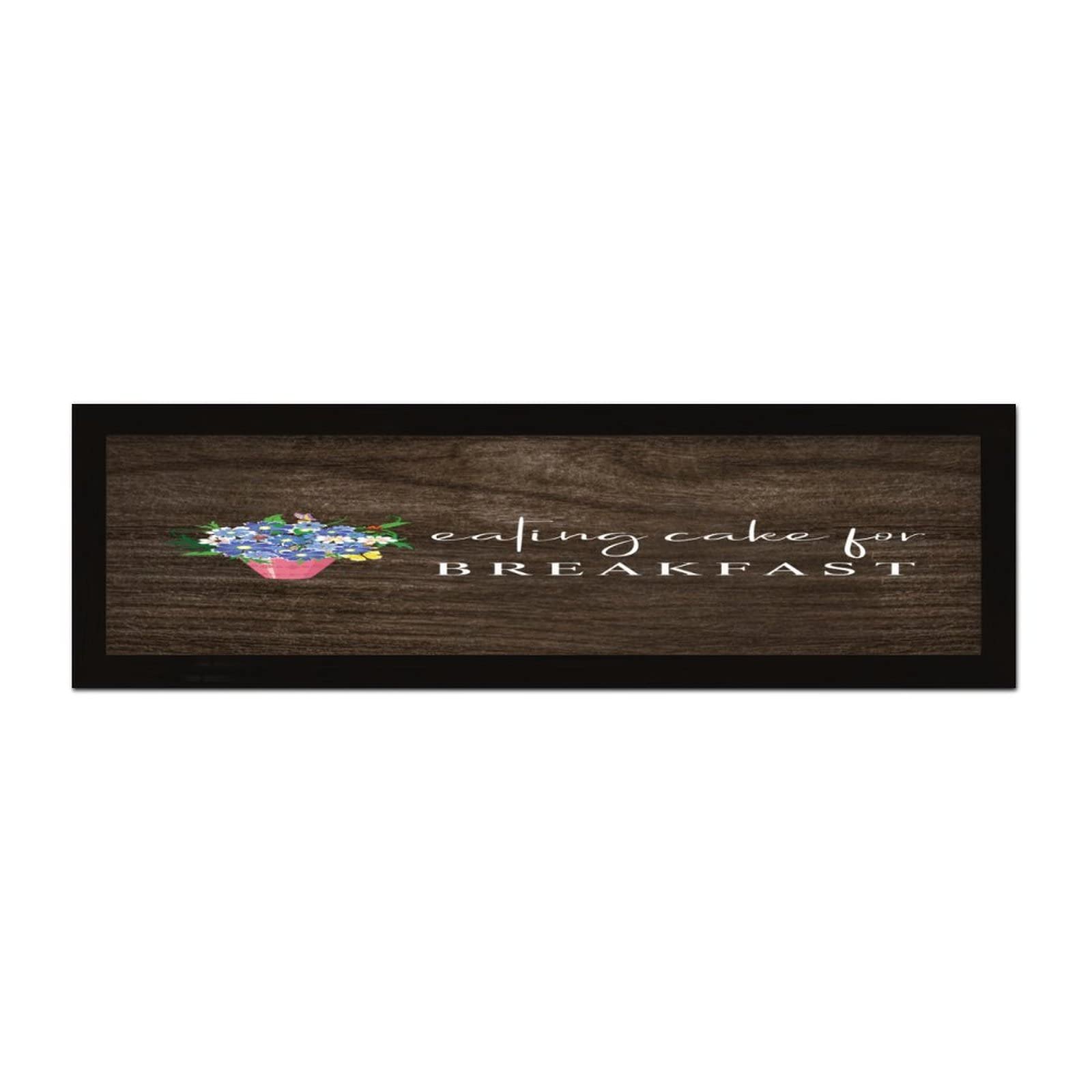Plaque en bois Eating Cake for Breakfast pour déco de cuisine café