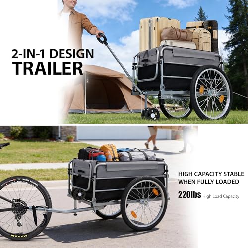 Aluminum 220 LBS Foldable Bike Trailer