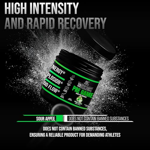 Image of Blacklabel Supplements PRE-Game Pre Workout Powder, Sour Apple (40 Servings) - NSF Certified for Sport - Customizable 150mg Caffeine for Energy and Focus - Low-Stimulant Pre Workout for Men and Women
