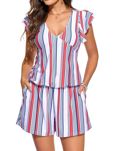 Image of Smismivo Swim Romper with Built in Bra and Pockets Swim Dress Modest One Piece Swimsuit Full Coverage Bathing Suit