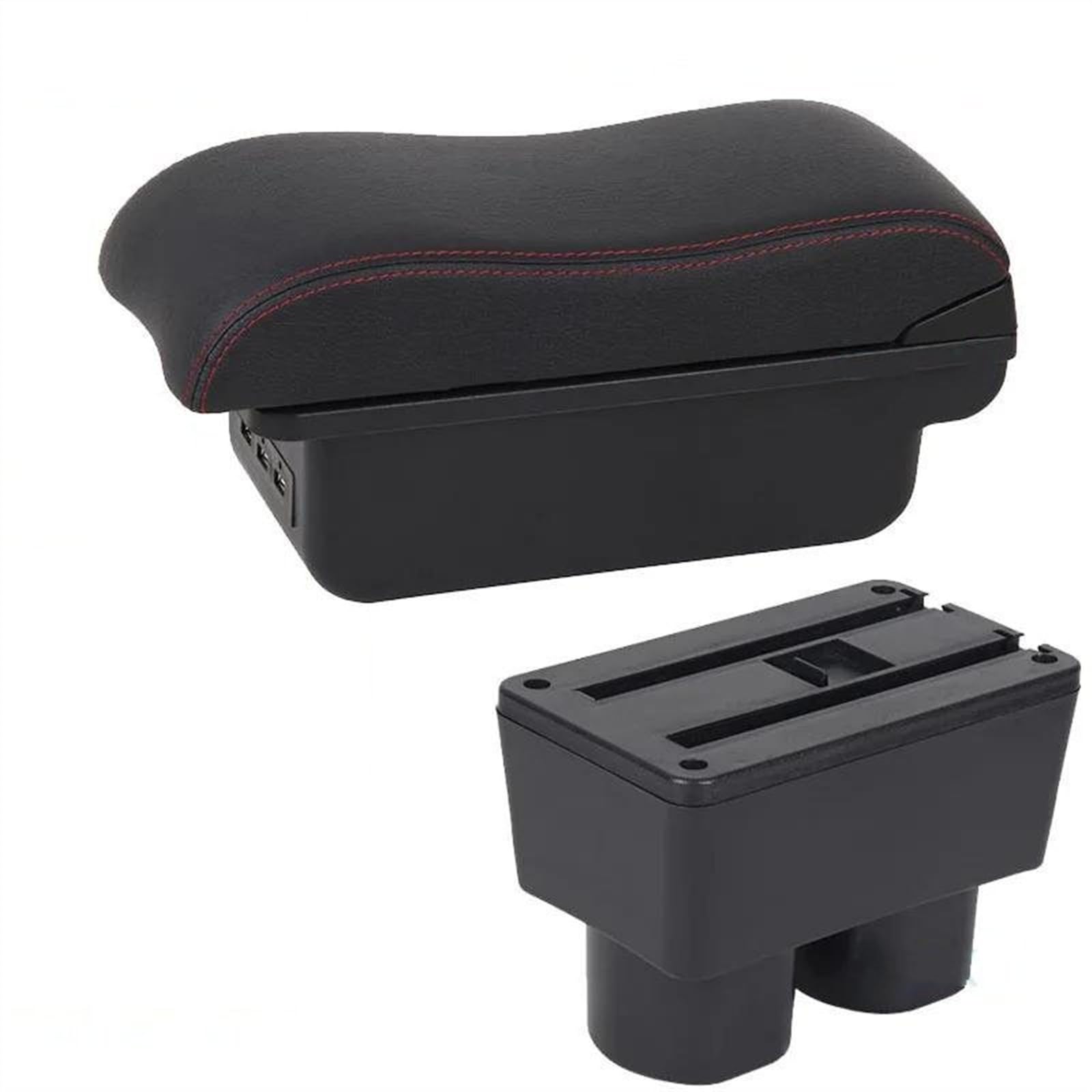 NMJLQW Storage Rack Car Armrest Box Interior Center Storage Box Car Accessories For Tiida C11 For Sylphy For Versa For Tiida For Latio(B1 Black red 3USB)
