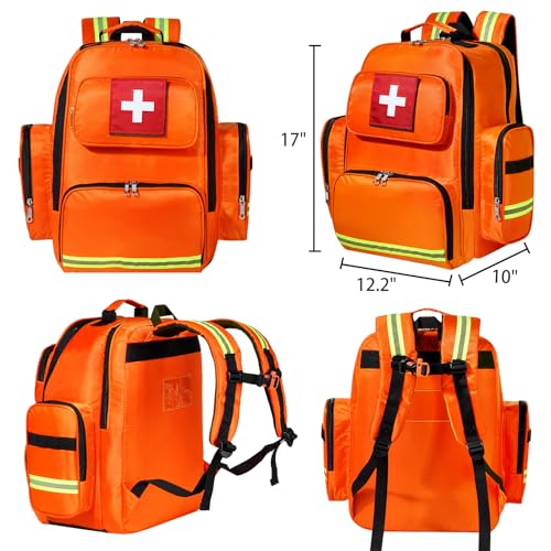 Image of Gatycallaty First Aid Backpack Medical Emt First Responder Bag Empty Ems Emergency Home Health Hiking Trauma Travel Camping (Large, Orange)
